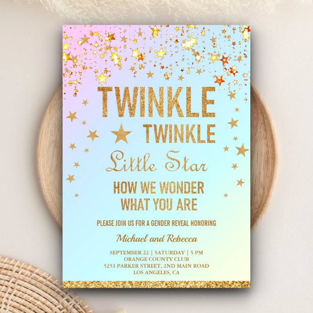 Invitación Twinkle Twinkle Fiesta de revelación de género de  (Subido por el creador)