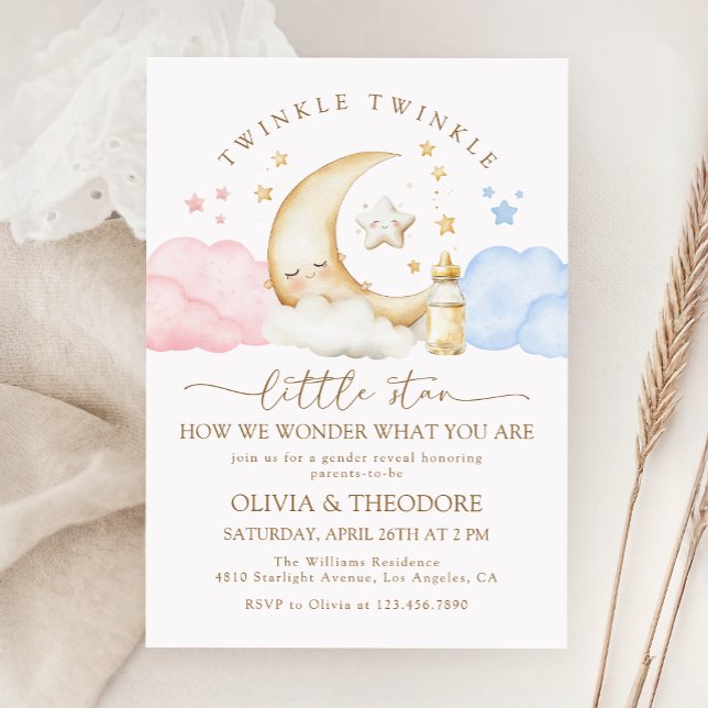 Invitación Twinkle Twinkle Fiesta de revelación de género de  (Subido por el creador)