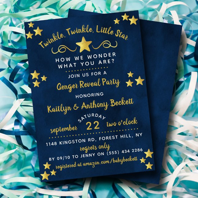 Invitación Twinkle Twinkle Fiesta de revelación de género de  (Subido por el creador)