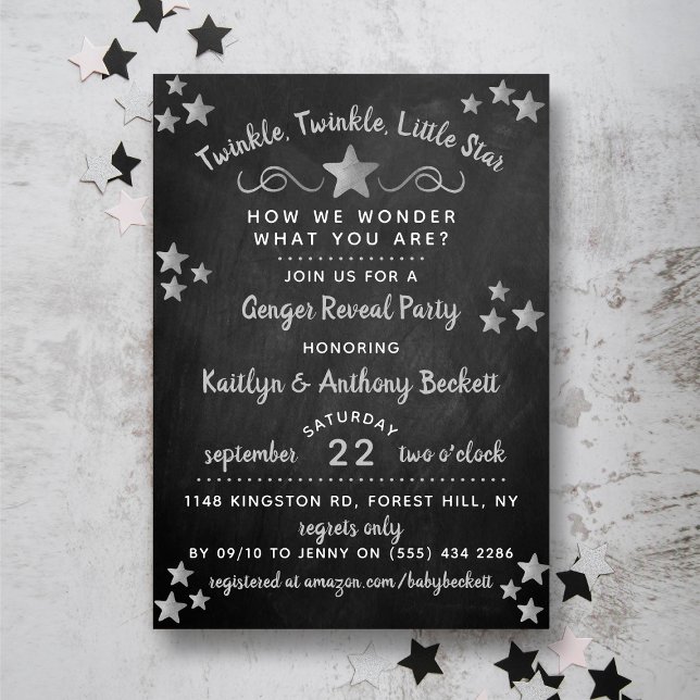 Invitación Twinkle Twinkle Fiesta de revelación de género de  (Subido por el creador)