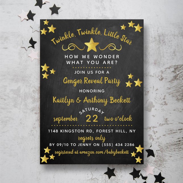 Invitación Twinkle Twinkle Fiesta de revelación de género de  (Subido por el creador)