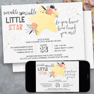 Invitación Twinkle Twinkle Floral Star Baby Sprinkle