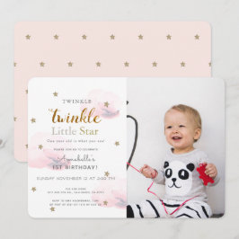Invitación Twinkle Twinkle Foto de Estrella Pequeña Cumpleaño