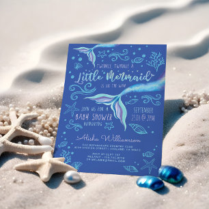 Invitación Twinkle Twinkle Iridescle Océan Mermaid Blue