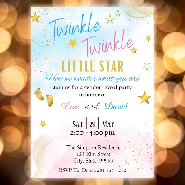 Invitación Twinkle Twinkle La revelación de género de la estr (Subido por el creador)