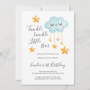 Invitación Twinkle Twinkle Little Star 1er cumpleaños