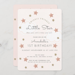 Invitación Twinkle Twinkle Little Star 1er cumpleaños