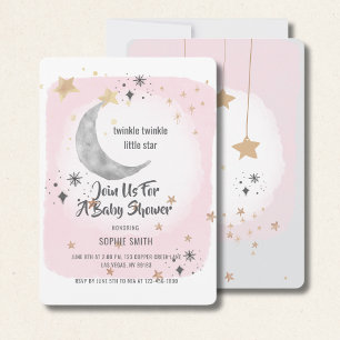 Invitación Twinkle Twinkle Little Star Acuarela Rosa