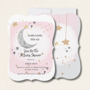 Invitación Twinkle Twinkle Little Star Acuarela Rosa