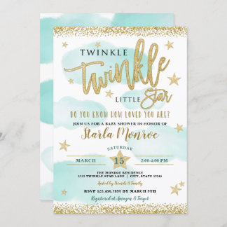 Invitación Twinkle Twinkle Little Star Baby Boy Shower