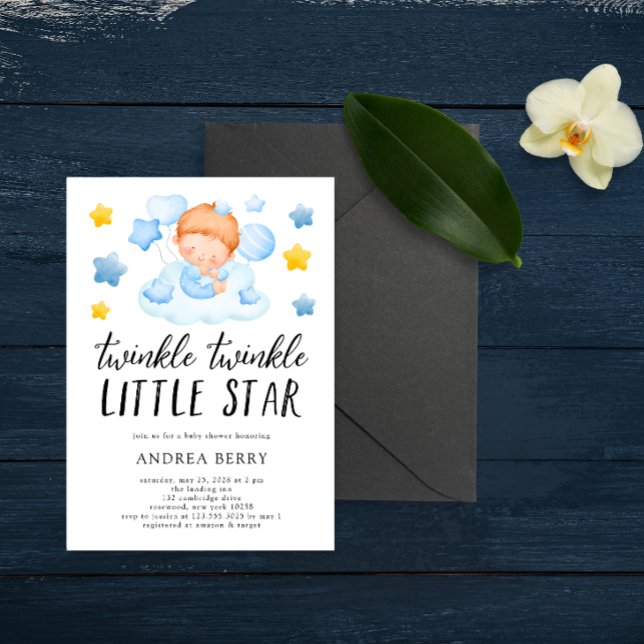 Invitación Twinkle Twinkle Little Star Baby Boy Shower (Subido por el creador)