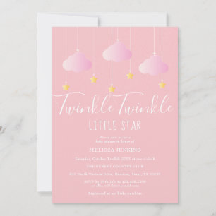Invitación Twinkle Twinkle Little Star Baby Girl Shower Rosa