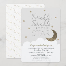 Invitación Twinkle Twinkle Little Star Baby Gray Baby Shower