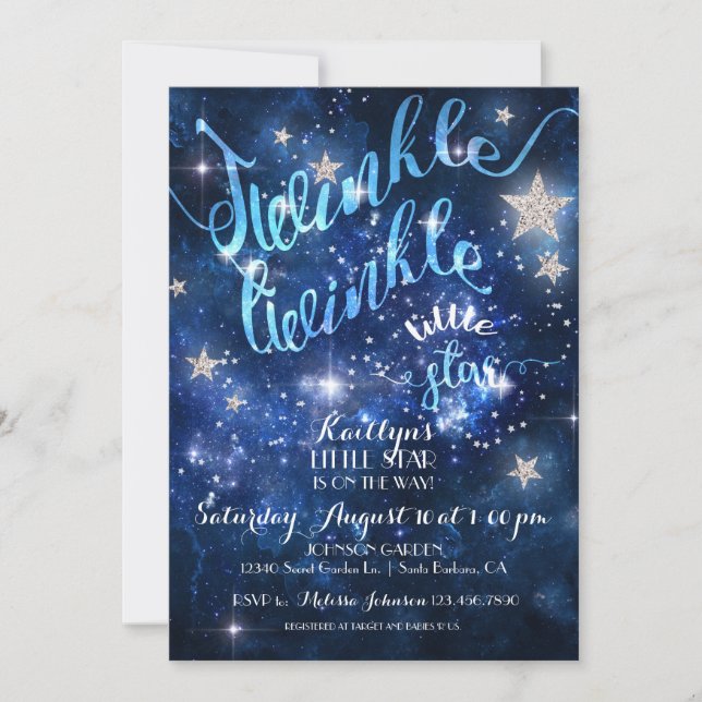 Invitación Twinkle Twinkle Little Star Baby Shower (Anverso)