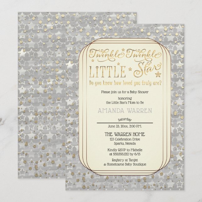 Invitación Twinkle Twinkle Little Star Baby Shower (Anverso / Reverso)