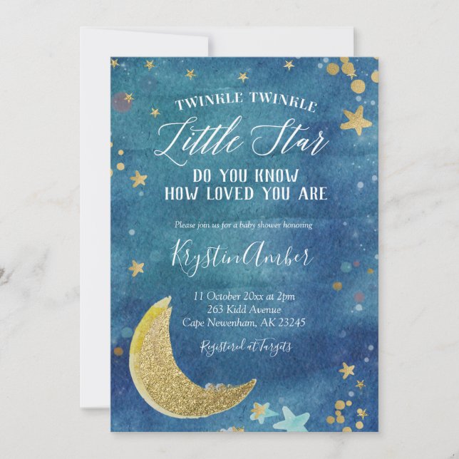 Invitación Twinkle Twinkle Little Star Baby Shower (Anverso)