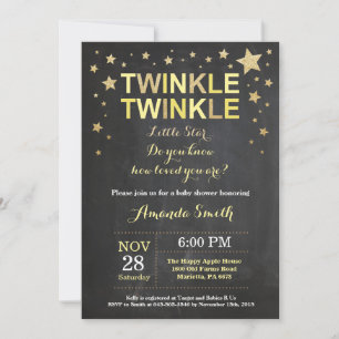 Invitación Twinkle Twinkle Little Star Baby Shower Amarillo