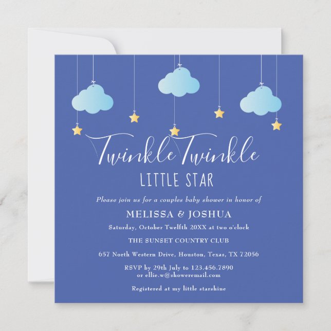 Invitación Twinkle Twinkle Little Star Baby Shower de Parejas (Anverso)
