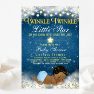 Invitación Twinkle Twinkle Little Star Baby Shower Étnico Niñ