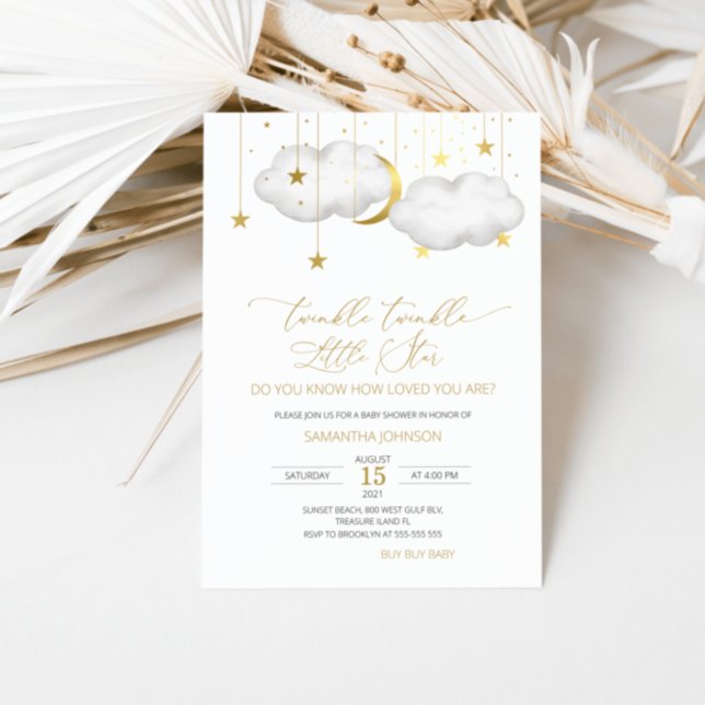Invitación Twinkle Twinkle Little Star Baby Shower, Gray Gold (Subido por el creador)