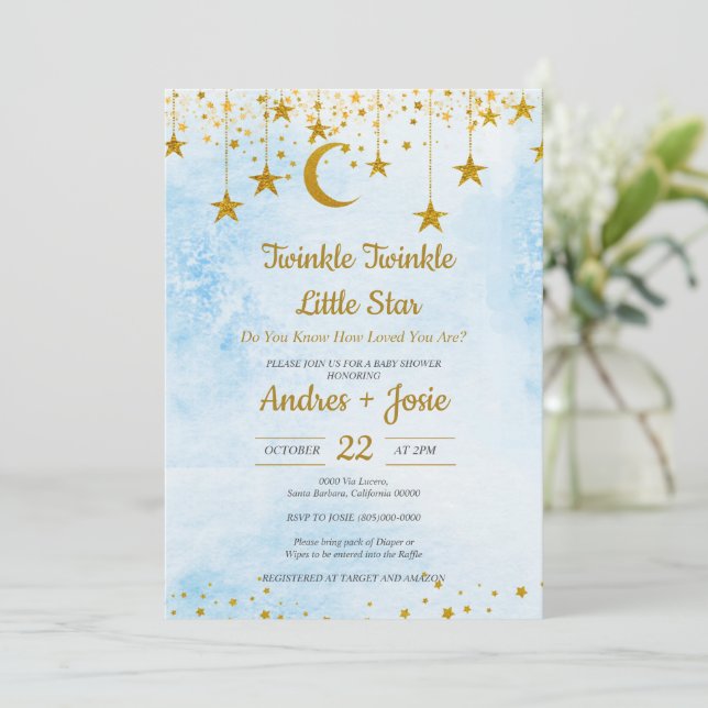 Invitación Twinkle Twinkle Little Star Baby Shower Invitation (Anverso de pie)