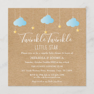 Invitación Twinkle Twinkle Little Star Baby Shower / Lluvia d