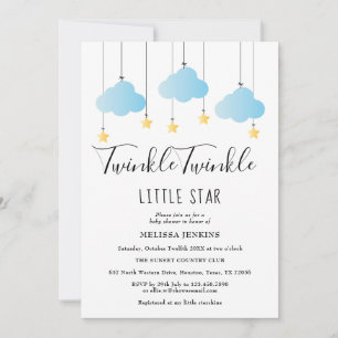 Invitación Twinkle Twinkle Little Star Baby Shower Niño Azul