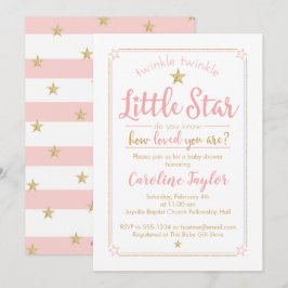 Invitación Twinkle Twinkle Little Star Baby Shower Pink Gold