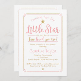 Invitación Twinkle Twinkle Little Star Baby Shower Pink Gold