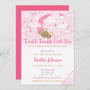 Invitación Twinkle Twinkle Little Star Bear Baby Shower