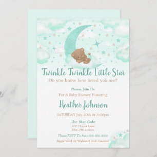 Invitación Twinkle Twinkle Little Star Bear Baby Shower