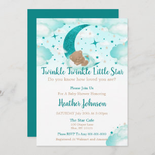 Invitación Twinkle Twinkle Little Star Bear Baby Shower