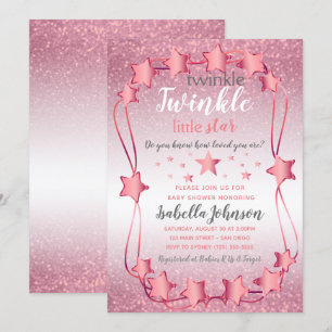 Invitación Twinkle Twinkle Little Star - Bebé Girl Shower
