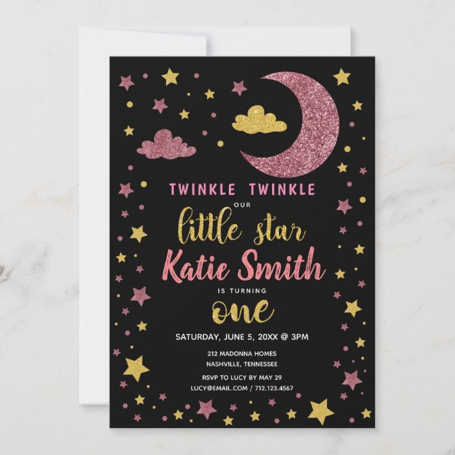 Invitación Twinkle Twinkle Little Star Birday (Anverso)