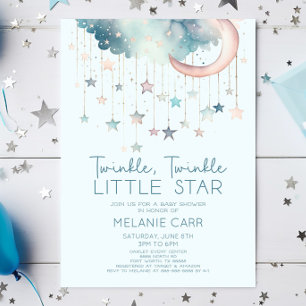 Invitación Twinkle Twinkle Little Star Blue Baby Shower