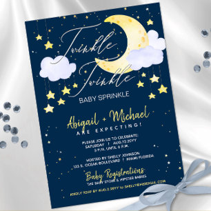 Invitación Twinkle Twinkle Little Star Blue Baby Shower