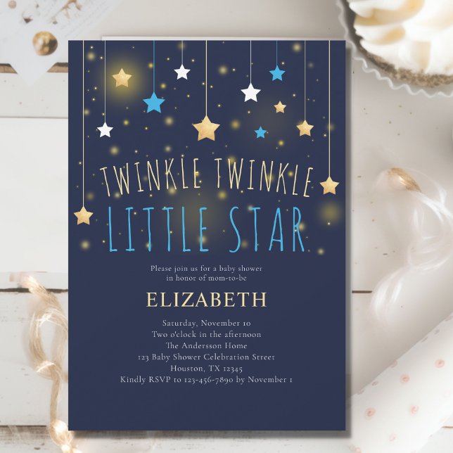 Invitación Twinkle Twinkle Little Star Blue Baby Shower (Subido por el creador)