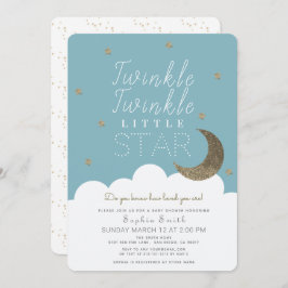 Invitación Twinkle Twinkle Little Star Blue Boy Baby Shower