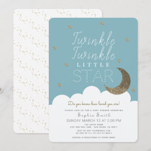 Invitación Twinkle Twinkle Little Star Blue Boy Baby Shower
