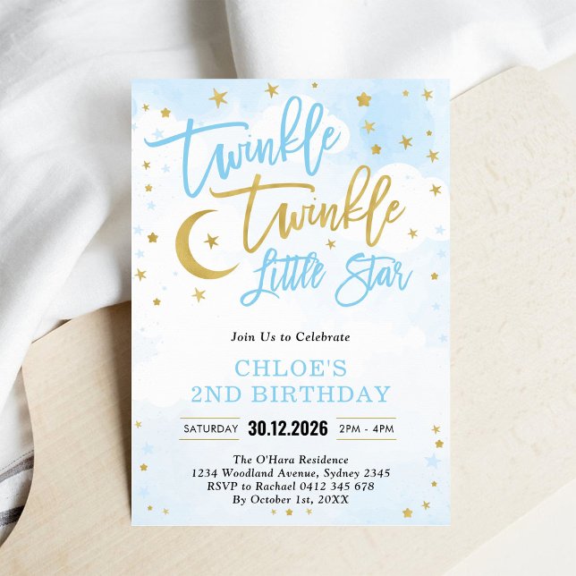Invitación Twinkle Twinkle Little Star Blue Boy Birthday (Subido por el creador)