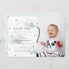 Invitación Twinkle Twinkle Little Star Blue Photo Birday