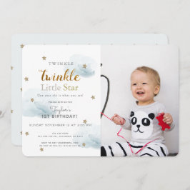 Invitación Twinkle Twinkle Little Star Blue Photo Birday