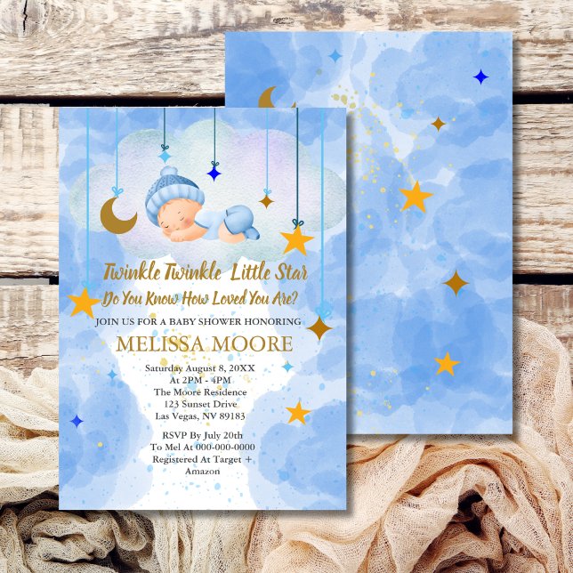 Invitación Twinkle Twinkle Little Star Boy Baby Shower (Subido por el creador)