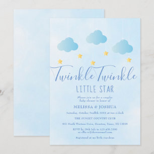 Invitación Twinkle Twinkle Little Star Boy Blue Baby Shower