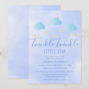 Invitación Twinkle Twinkle Little Star Boy Blue Baby Shower