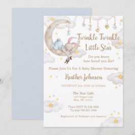 Invitación Twinkle Twinkle Little Star Bunny Baby Shower