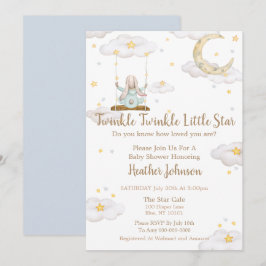 Invitación Twinkle Twinkle Little Star Bunny Baby Shower