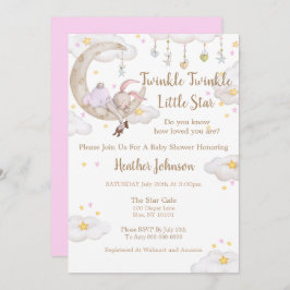 Invitación Twinkle Twinkle Little Star Bunny Baby Shower