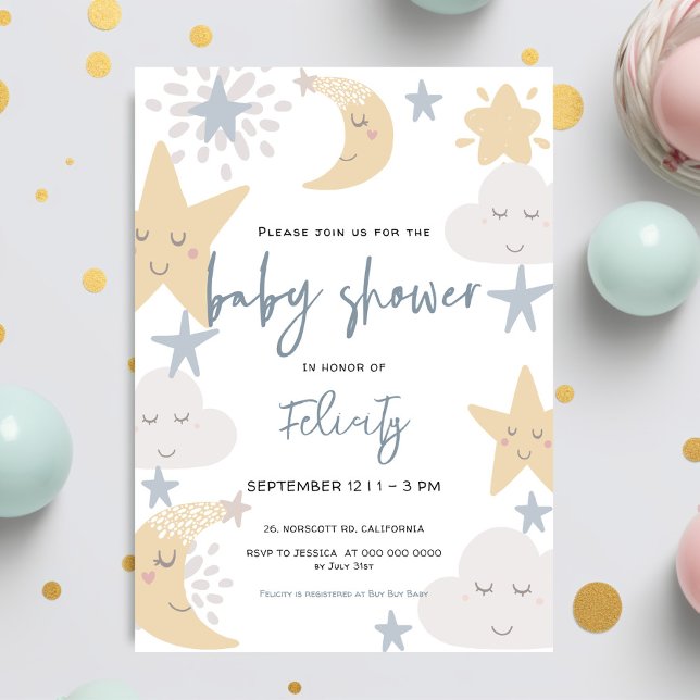 Invitación Twinkle Twinkle Little Star Celestial Baby Shower (Subido por el creador)