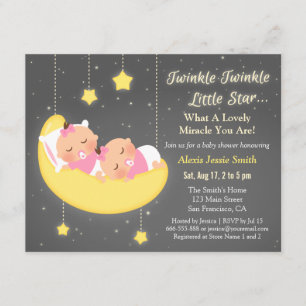 Invitación Twinkle Twinkle Little Star Chicas Gemelas Baby Sh